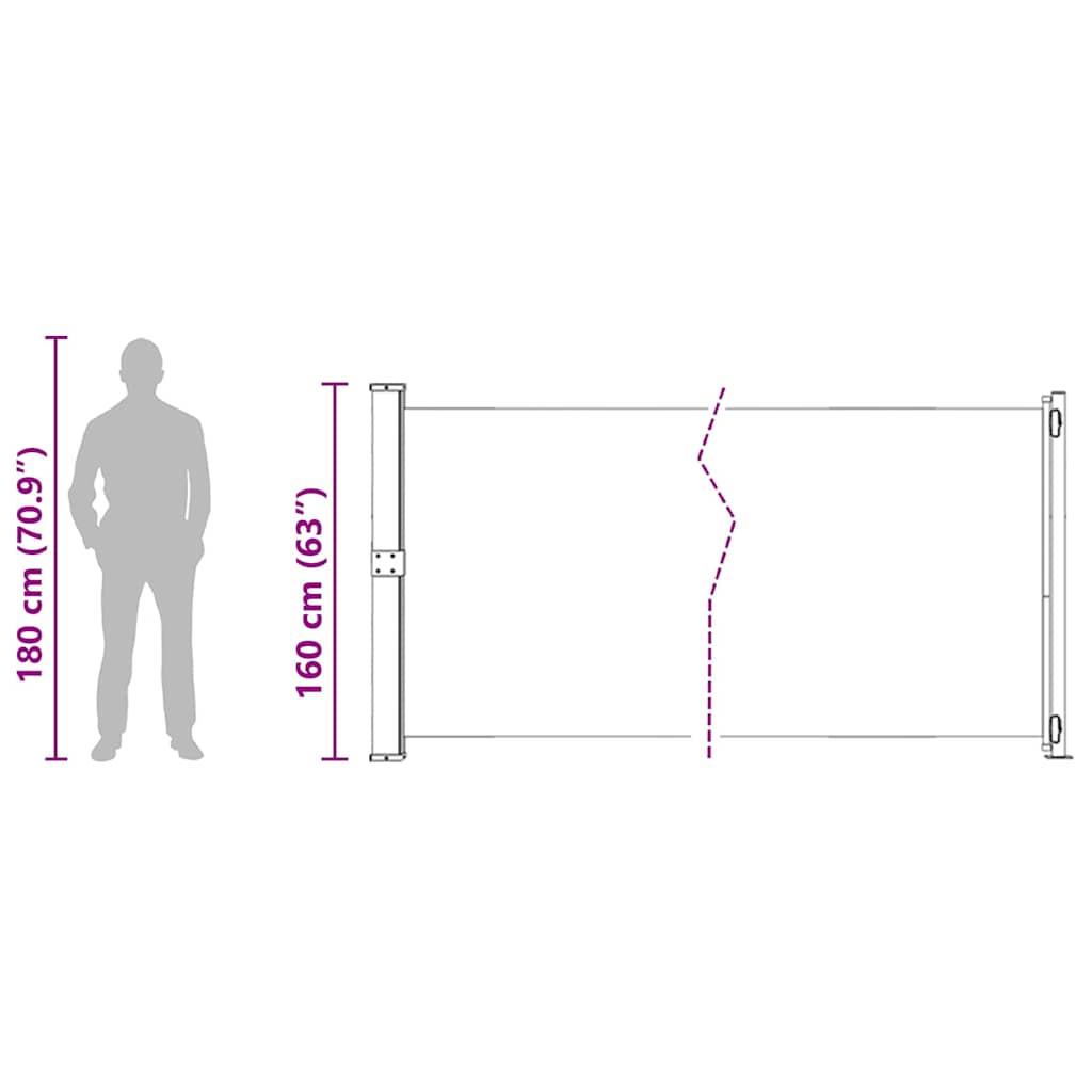 Seitenmarkise Ausziehbar 614x160 cm Braun