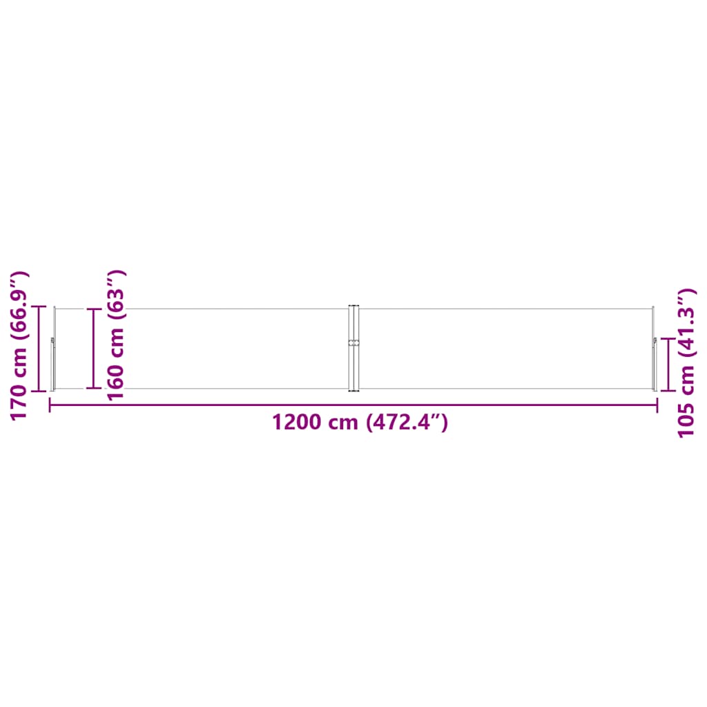 Ausziehbare Seitenmarkise 170x1200 cm Rot