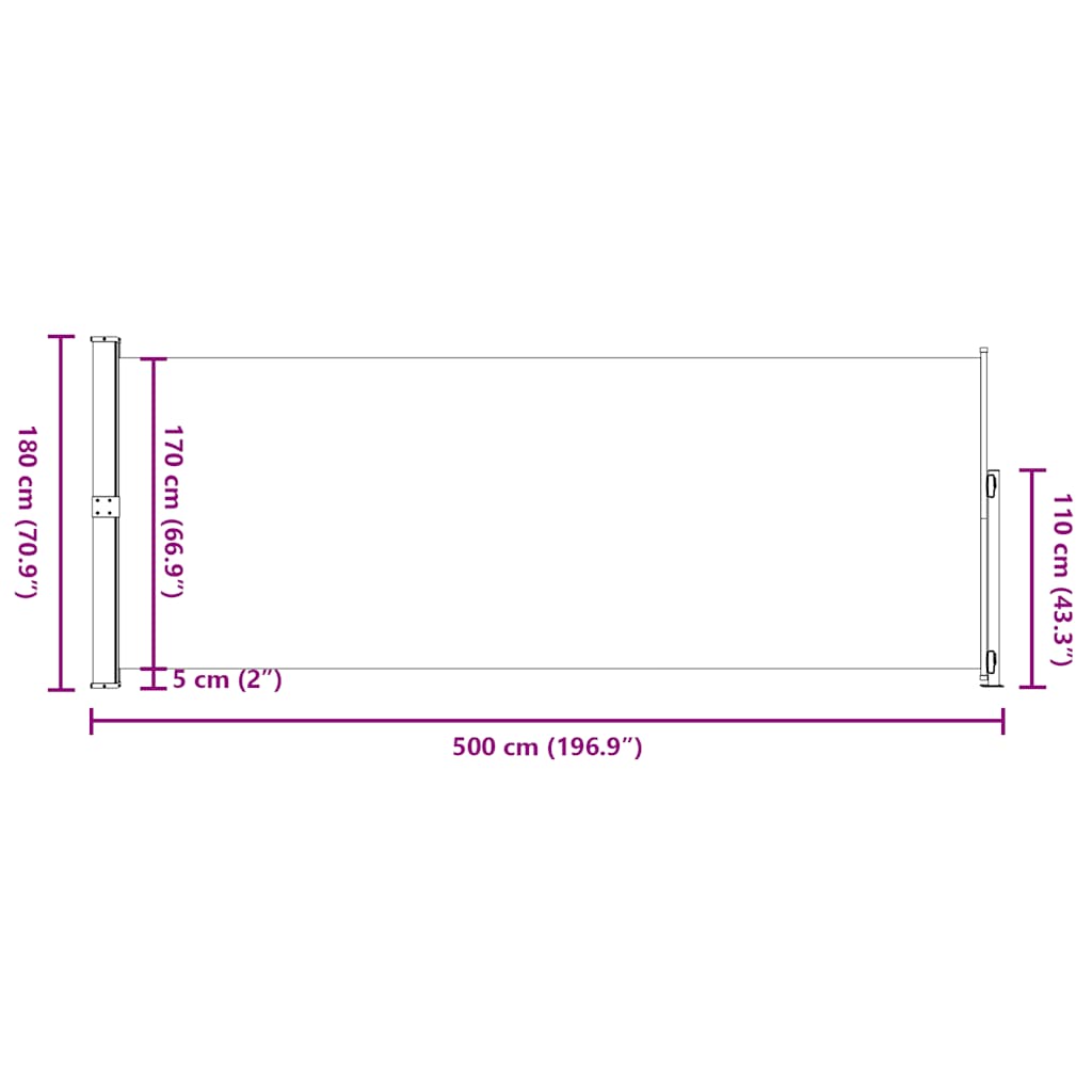 Seitenmarkise Ausziehbar 180x514 cm Grau