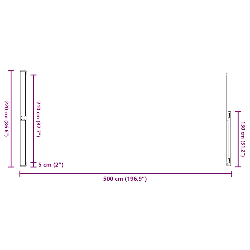 Seitenmarkise Ausziehbar 220x514 cm Grau