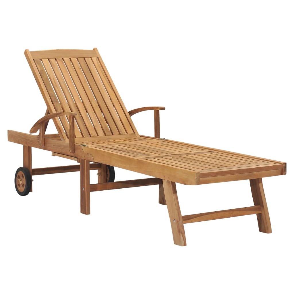 Chaise longue en bois de teck massif