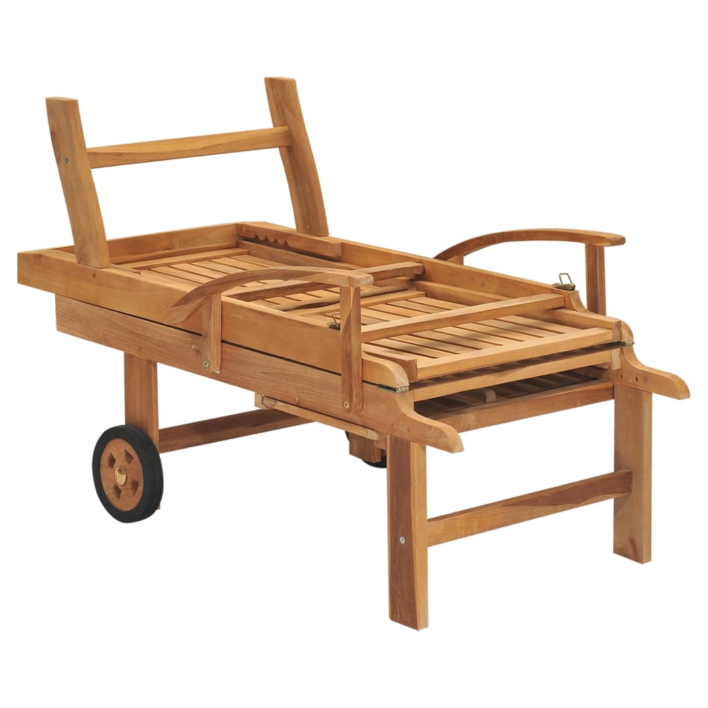 Chaise longue en bois de teck massif