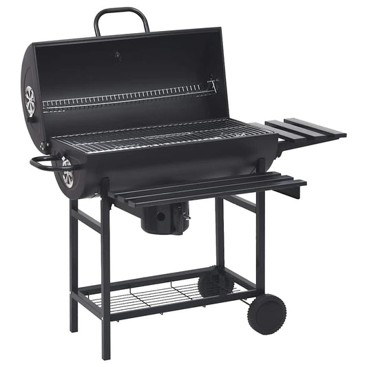 Chariot de barbecue avec roulettes et étagères, acier noir, 115 x 85 x 95 cm