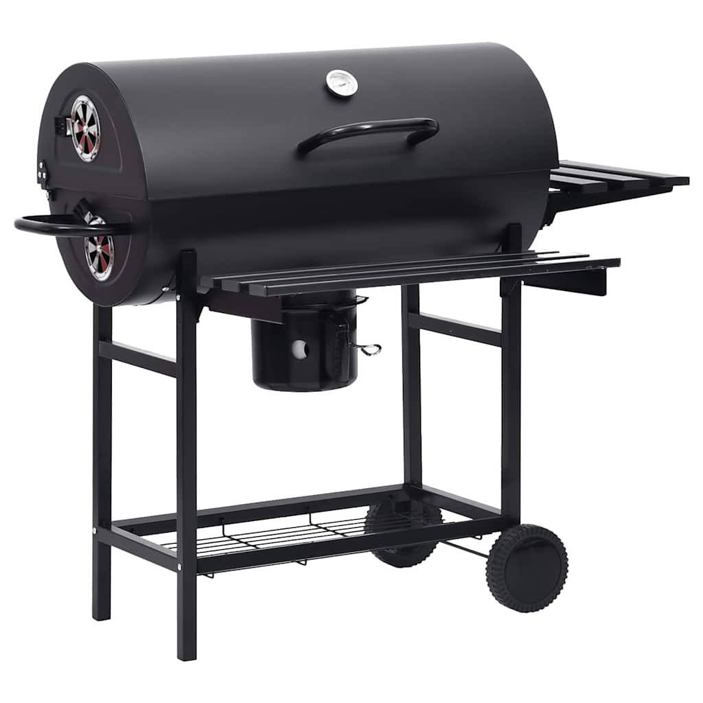 Chariot de barbecue avec roulettes et étagères, acier noir, 115 x 85 x 95 cm
