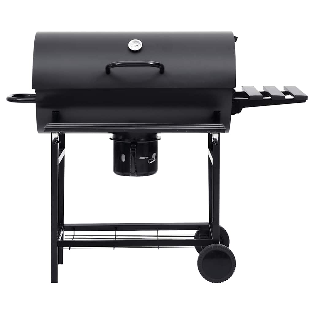 Chariot de barbecue avec roulettes et étagères, acier noir, 115 x 85 x 95 cm