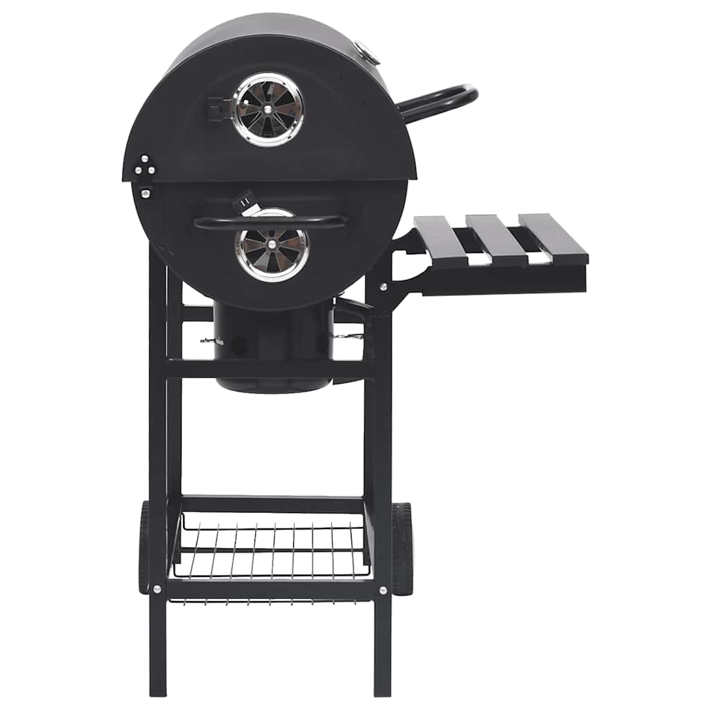 Chariot de barbecue avec roulettes et étagères, acier noir, 115 x 85 x 95 cm