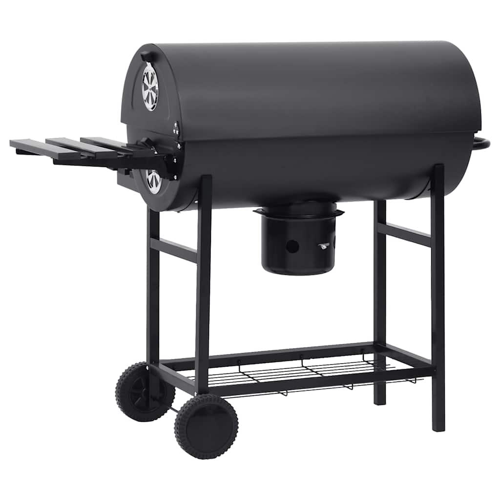 Chariot de barbecue avec roulettes et étagères, acier noir, 115 x 85 x 95 cm