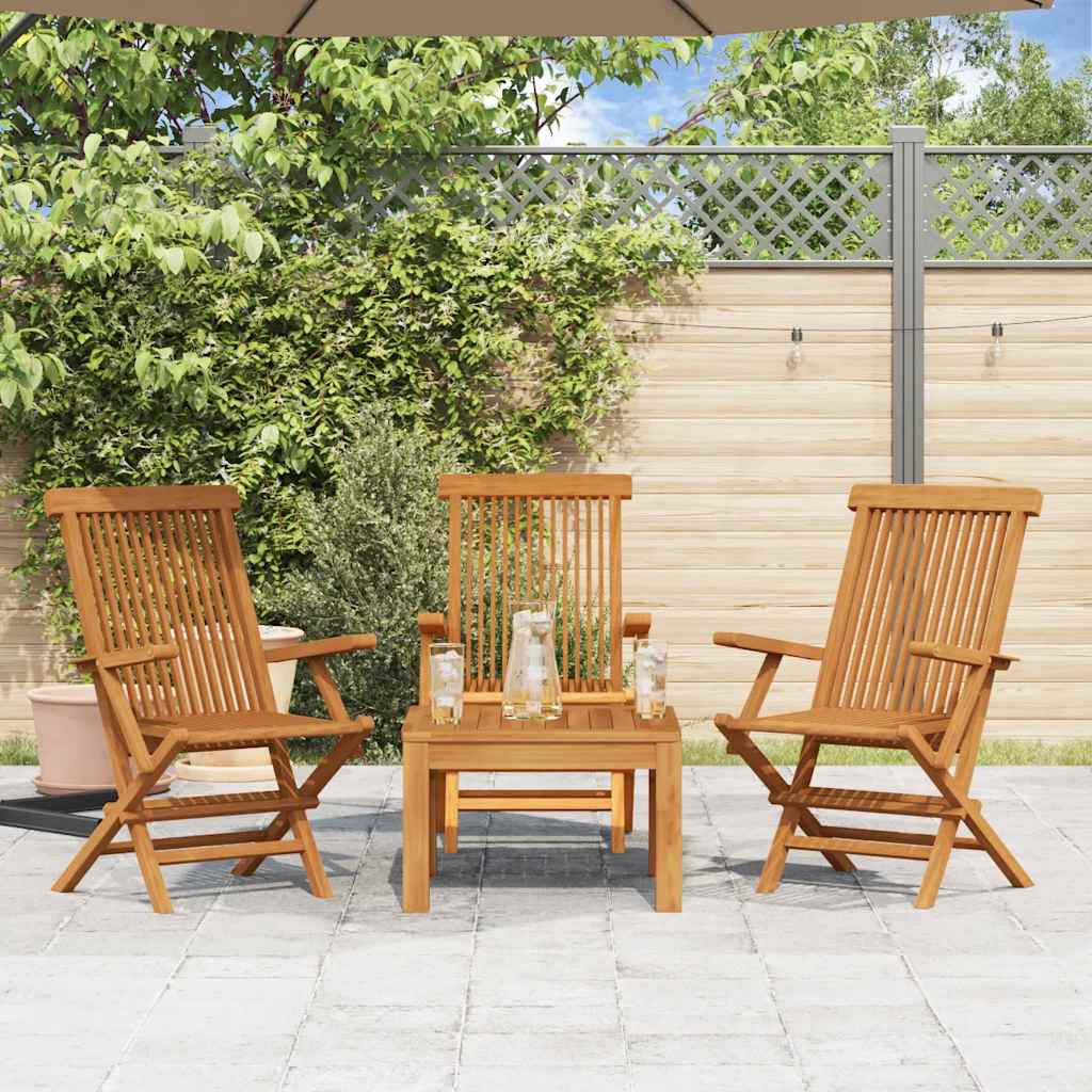 Klappstühle, 3er-Set, für Garten und Terrasse, Teakholz