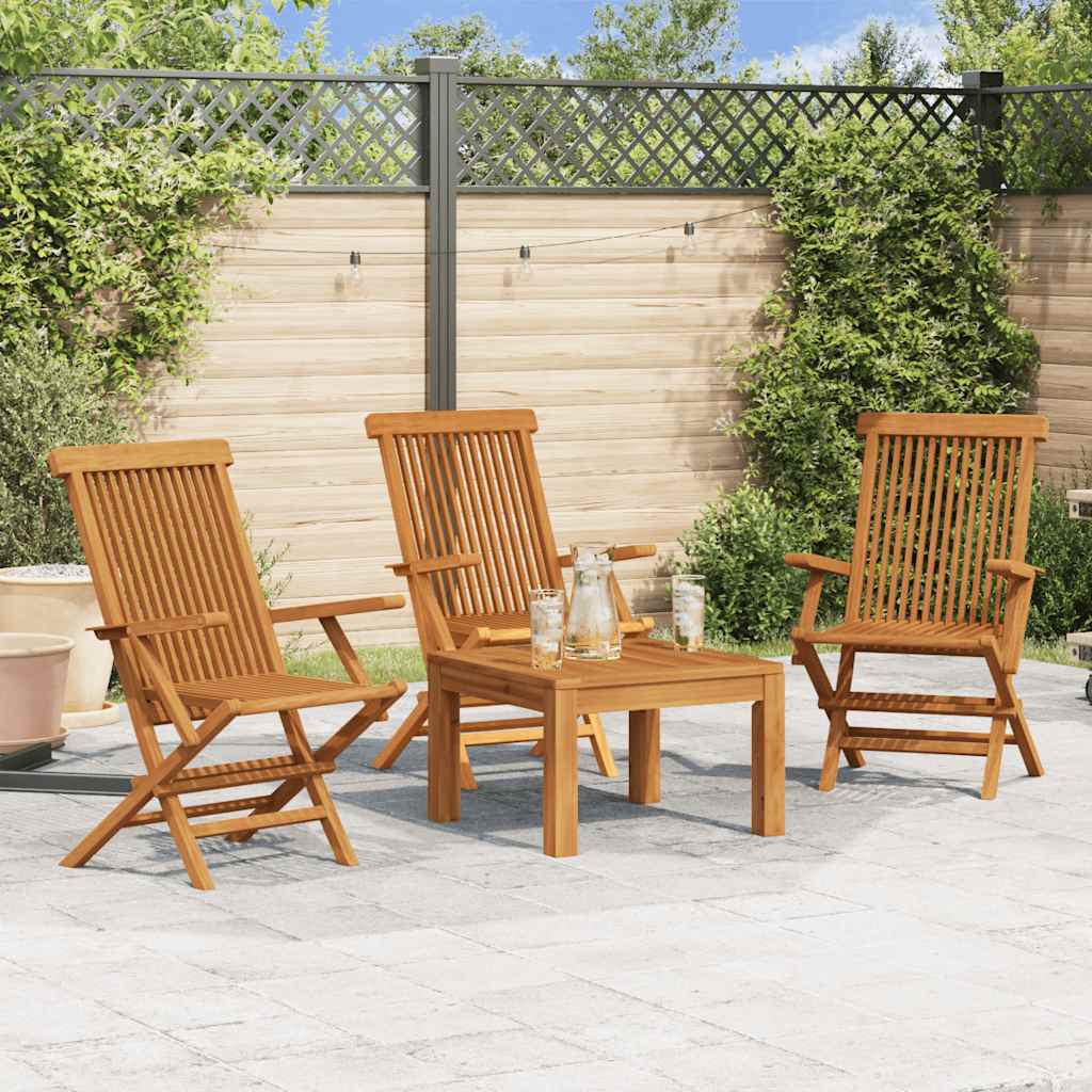 Klappstühle, 3er-Set, für Garten und Terrasse, Teakholz