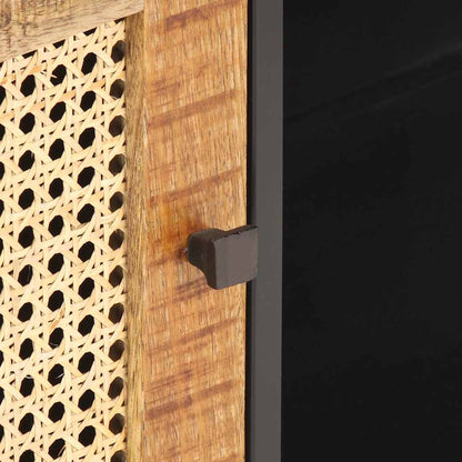 TV-Schrank 90x30x40 cm Raues Mangoholz und Wiener Geflecht