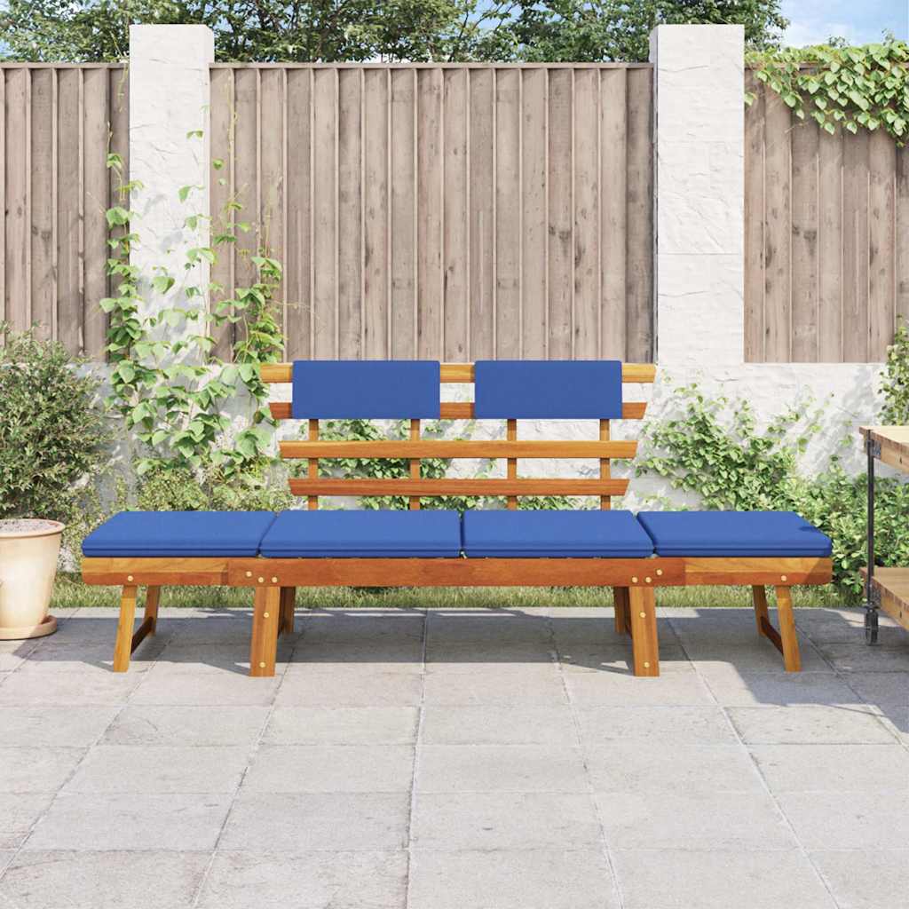 Gartenbank mit Auflagen 2-in-1 190 cm Massivholz Akazie