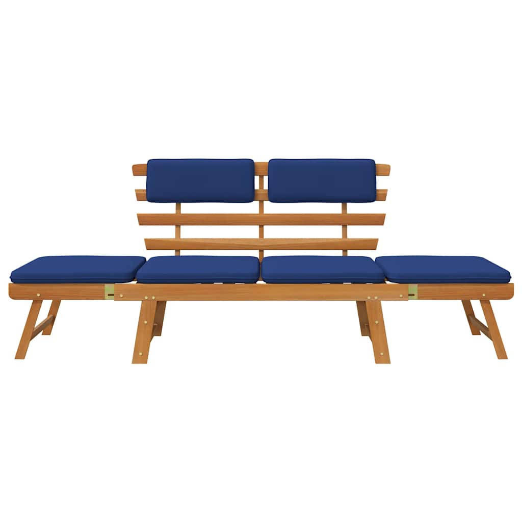 Gartenbank mit Auflagen 2-in-1 190 cm Massivholz Akazie
