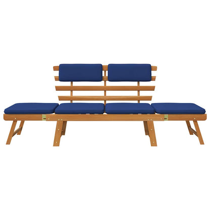 Gartenbank mit Auflagen 2-in-1 190 cm Massivholz Akazie