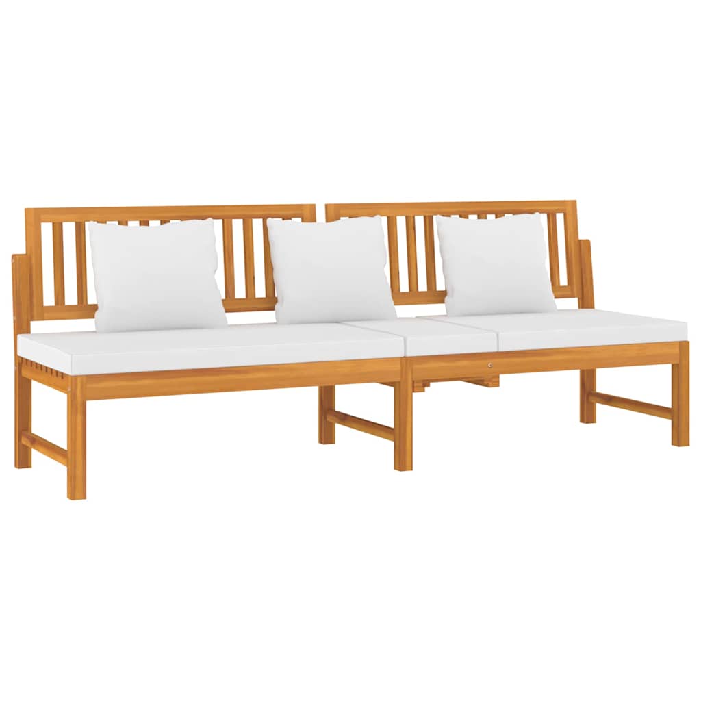 Tagesbett mit Cremeweißen Kissen 200x60x75 cm Massivholz Akazie