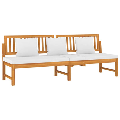 Tagesbett mit Cremeweißen Kissen 200x60x75 cm Massivholz Akazie