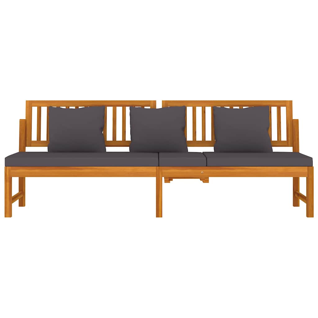 Tagesbett mit Grauen Kissen 200x60x75 cm Massivholz Akazie