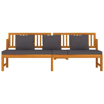 Tagesbett mit Grauen Kissen 200x60x75 cm Massivholz Akazie