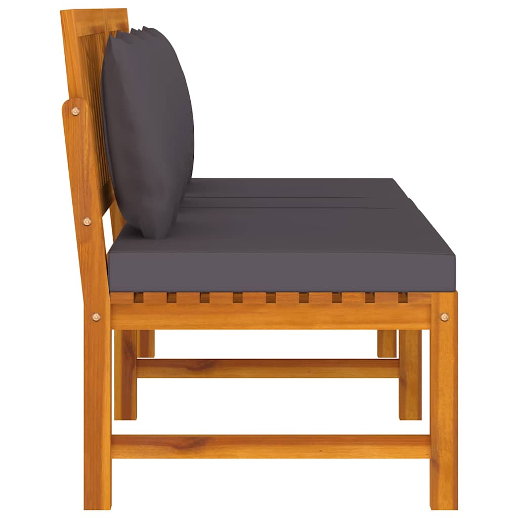 Tagesbett mit Grauen Kissen 200x60x75 cm Massivholz Akazie