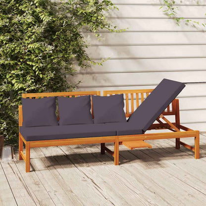Tagesbett mit Grauen Kissen 200x60x75 cm Massivholz Akazie