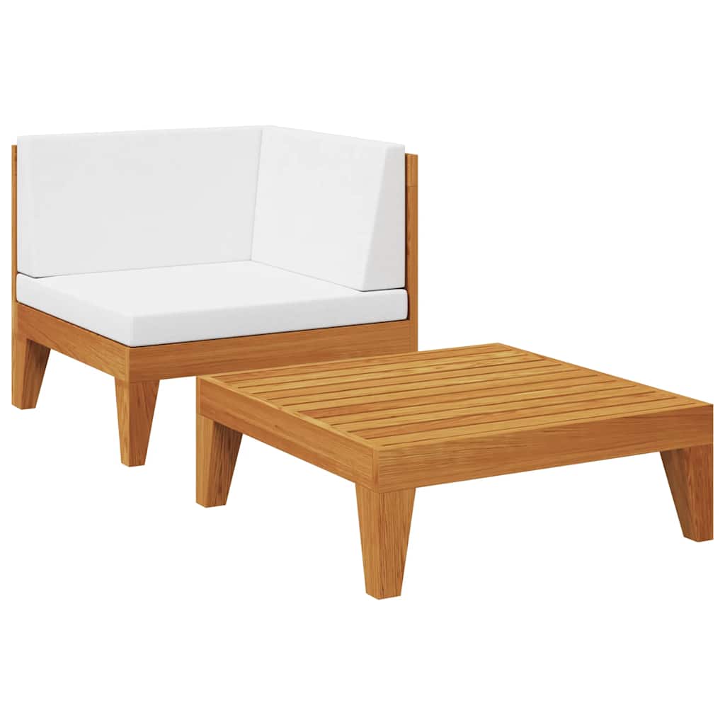 2-tlg. Garten-Lounge-Set mit Auflagen Massivholz Akazie