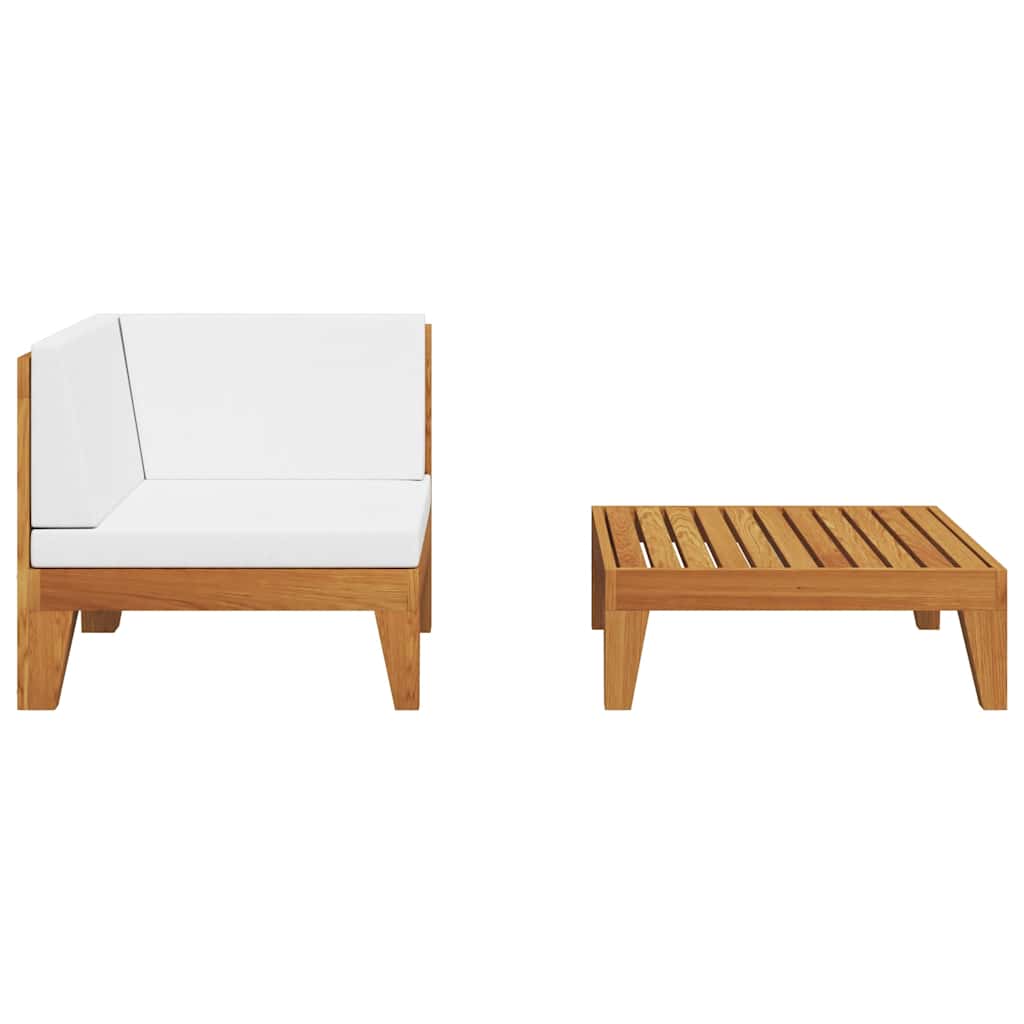 2-tlg. Garten-Lounge-Set mit Auflagen Massivholz Akazie