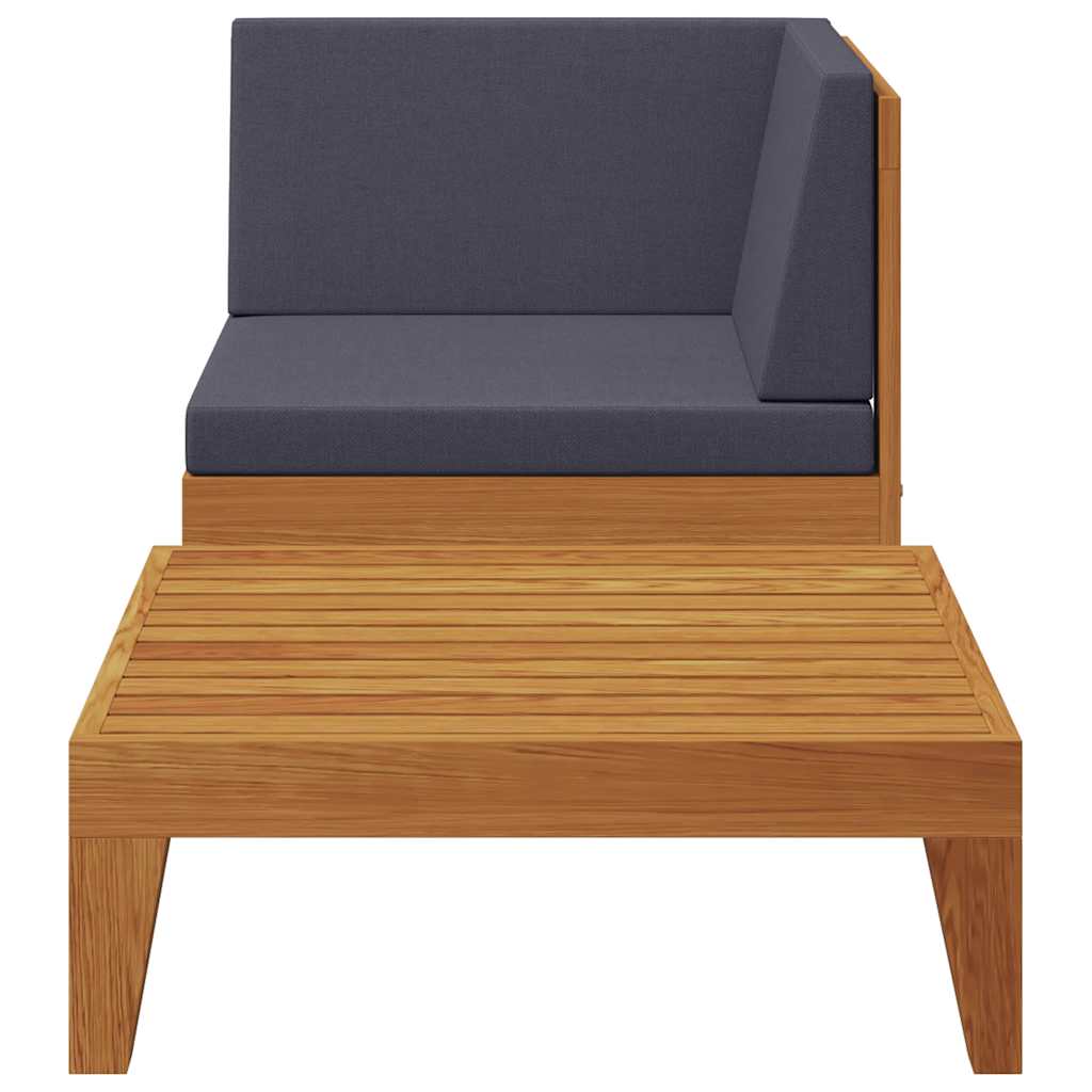 2-tlg. Garten-Lounge-Set mit Auflagen Massivholz Akazie