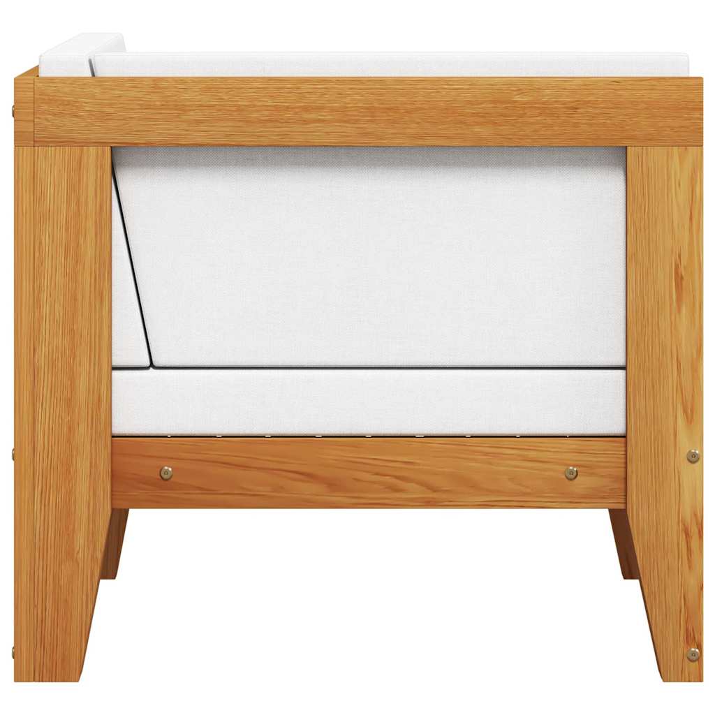 Modular-Ecksofa mit Cremeweißen Kissen Akazie Massivholz