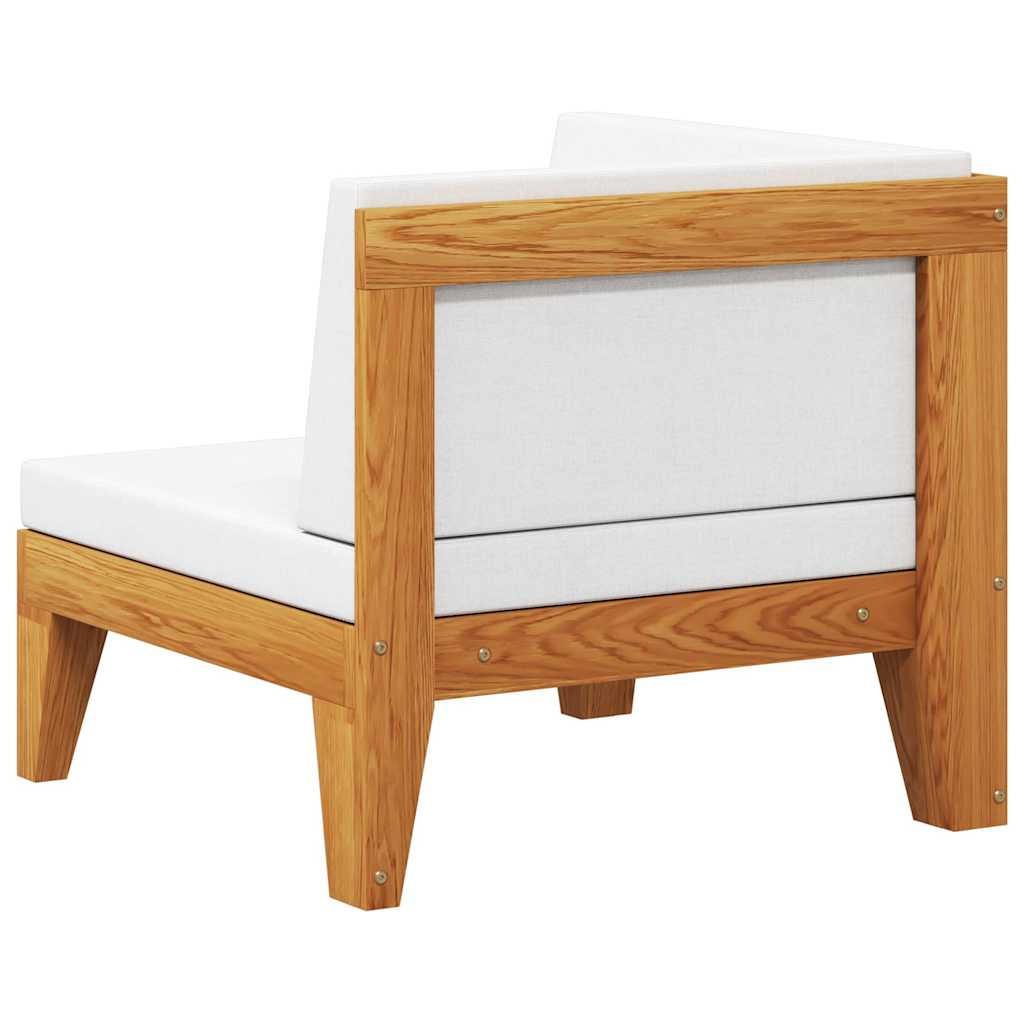 Modular-Ecksofa mit Cremeweißen Kissen Akazie Massivholz