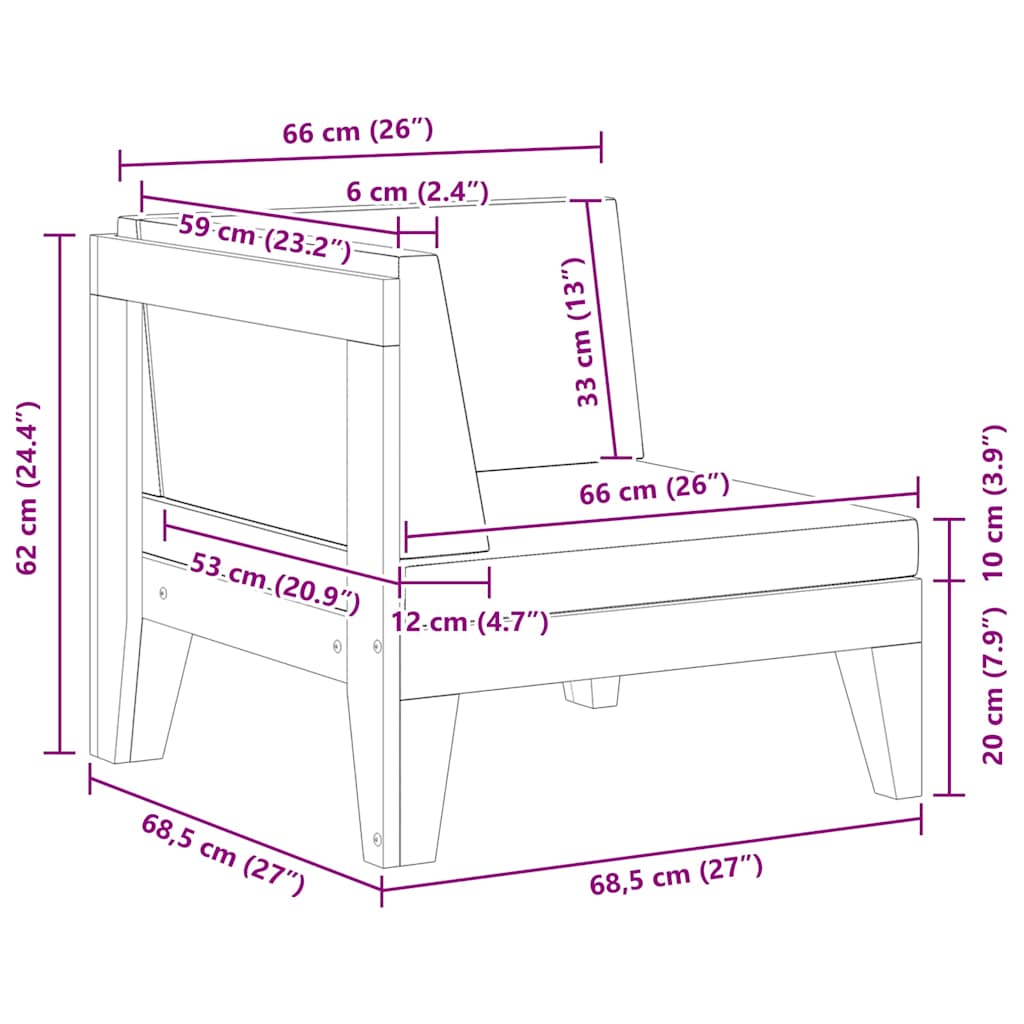 Modular-Ecksofa mit Cremeweißen Kissen Akazie Massivholz