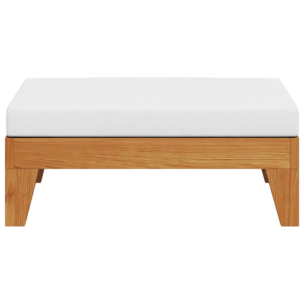 Modular-Fußhocker mit Cremeweißen Kissen Akazie Massivholz