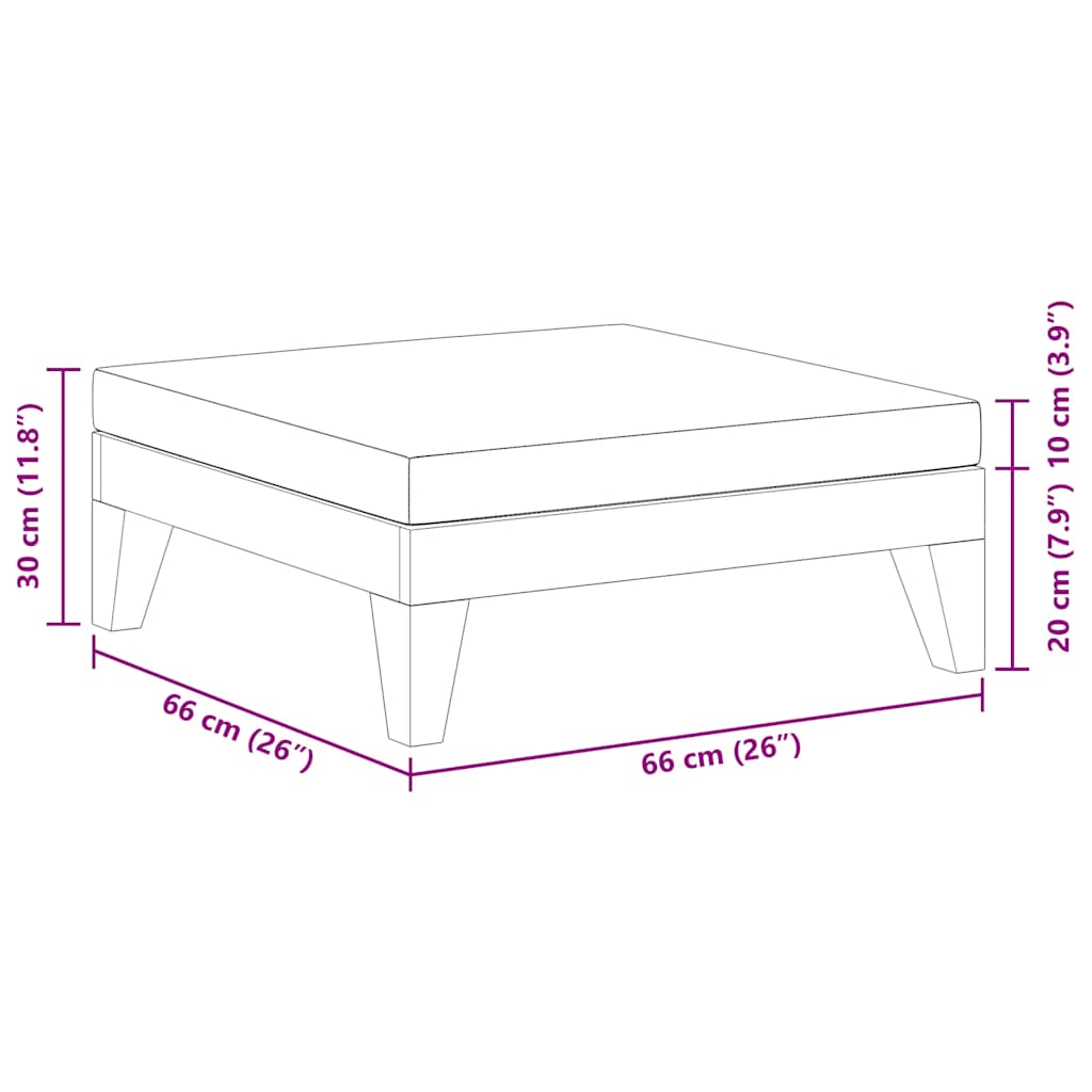 Modular-Fußhocker mit Cremeweißen Kissen Akazie Massivholz