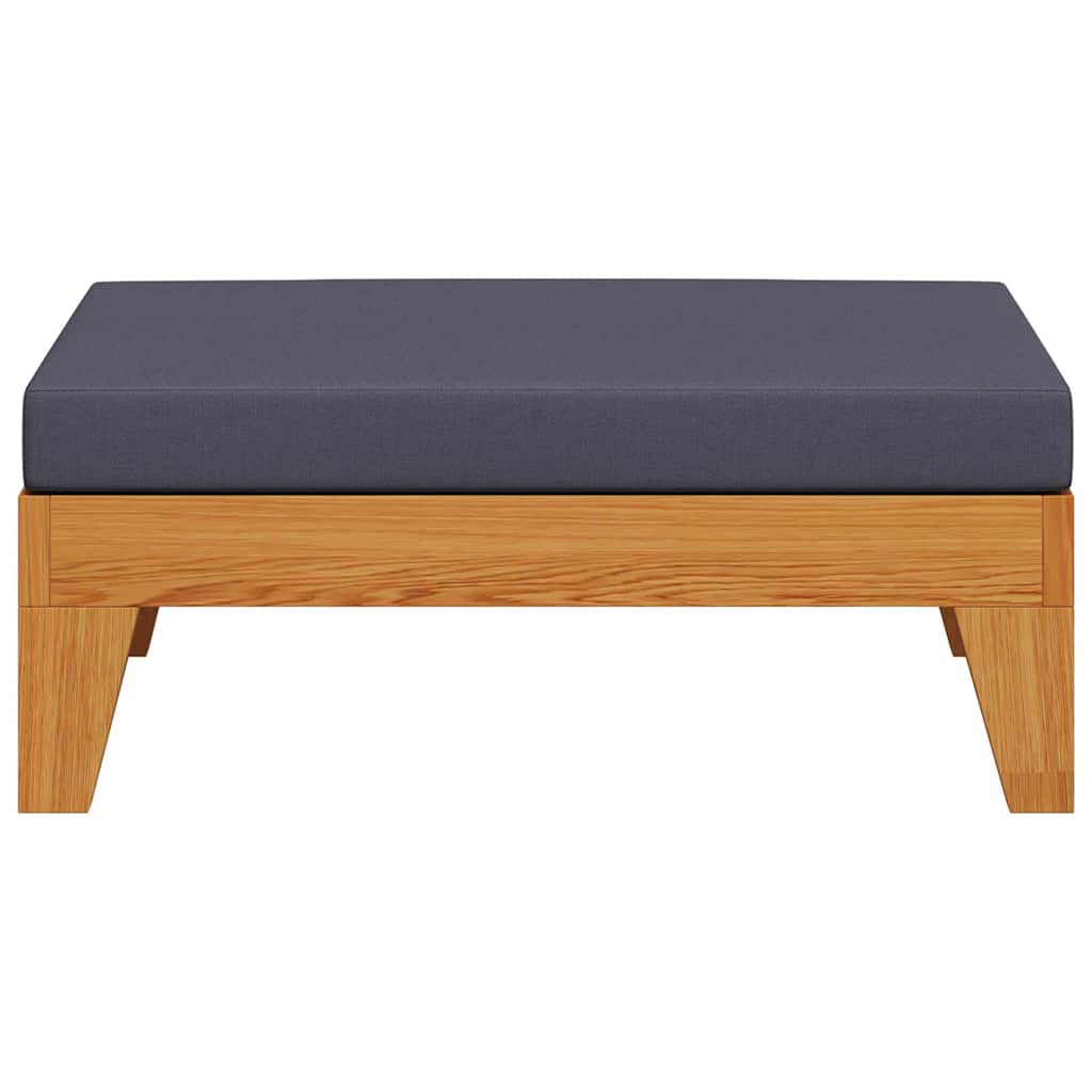 Modular-Fußhocker mit Dunkelgrauem Kissen Akazie Massivholz