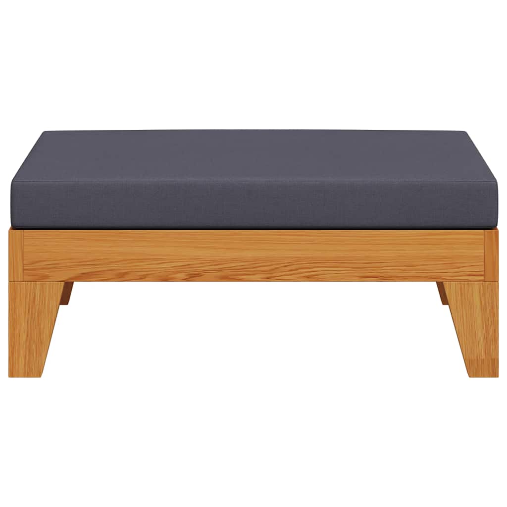 Modular-Fußhocker mit Dunkelgrauem Kissen Akazie Massivholz