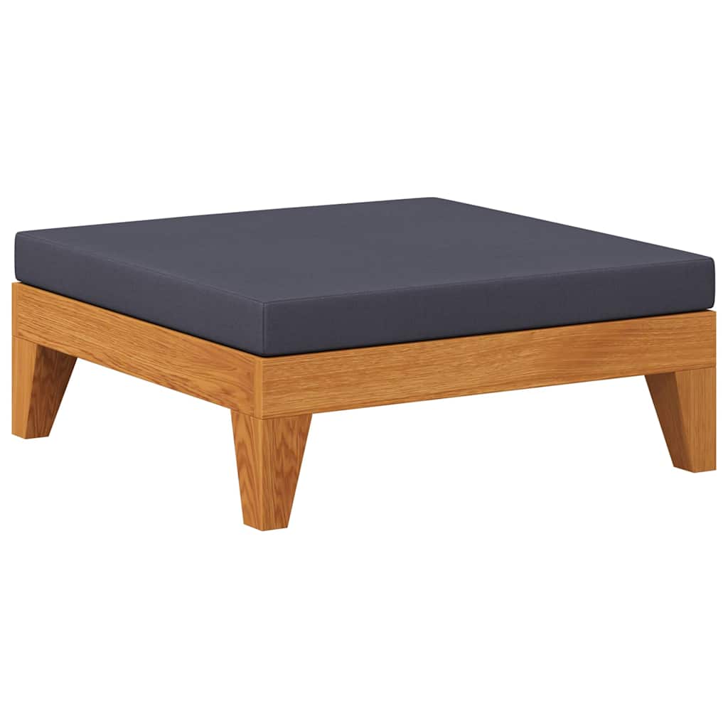 Modular-Fußhocker mit Dunkelgrauem Kissen Akazie Massivholz