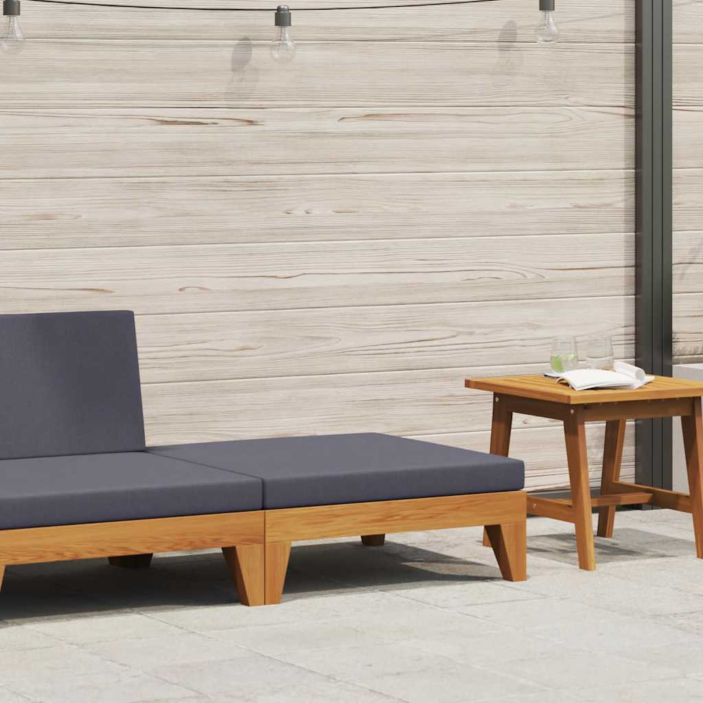 Modular-Fußhocker mit Dunkelgrauem Kissen Akazie Massivholz