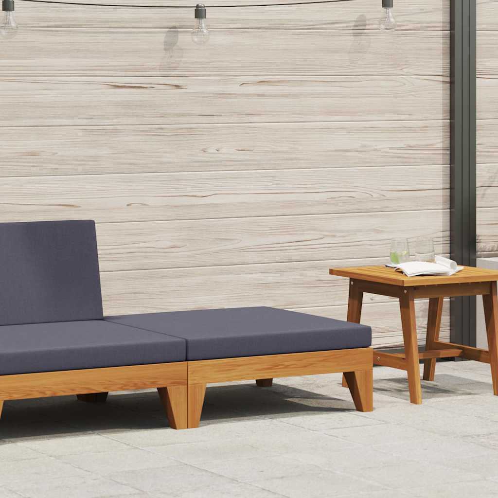 Modular-Fußhocker mit Dunkelgrauem Kissen Akazie Massivholz