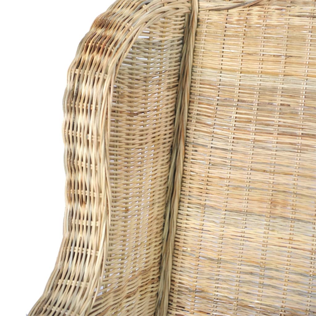 Fauteuil avec coussins en rotin naturel et lin