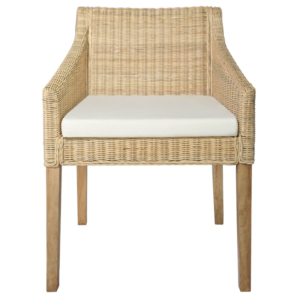 Esszimmerstühle mit Kissen 2 Stk. Natur Rattan