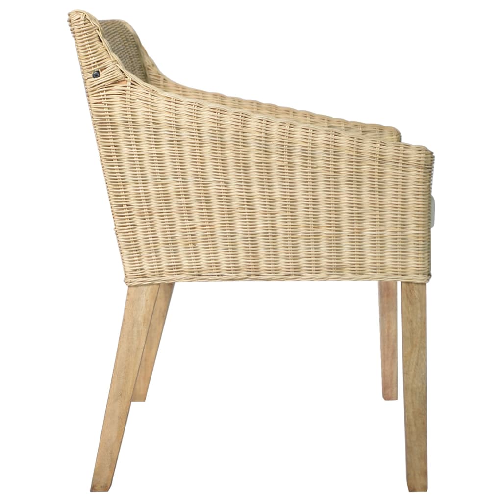 Esszimmerstühle mit Kissen 2 Stk. Natur Rattan