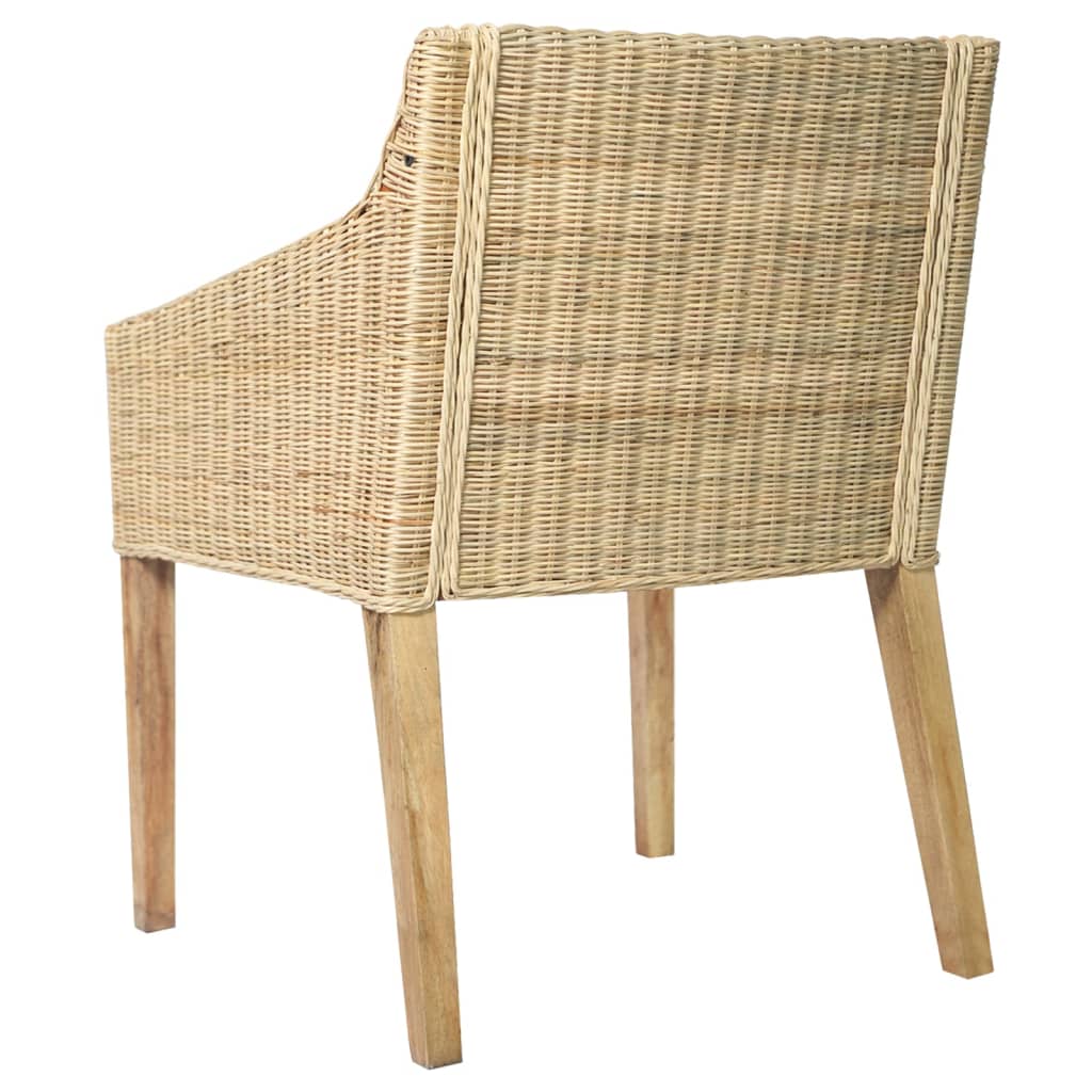 Esszimmerstühle mit Kissen 2 Stk. Natur Rattan