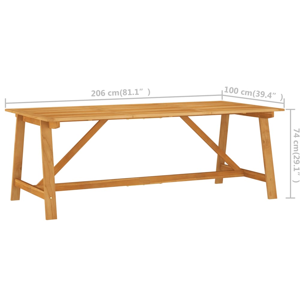 Table à manger de jardin 206x100x74 cm en bois d'acacia massif