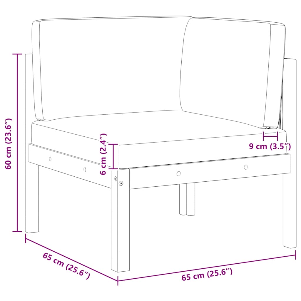 Garten-Ecksofas 2-tlg. mit Kissen Holz Akazie & Seil