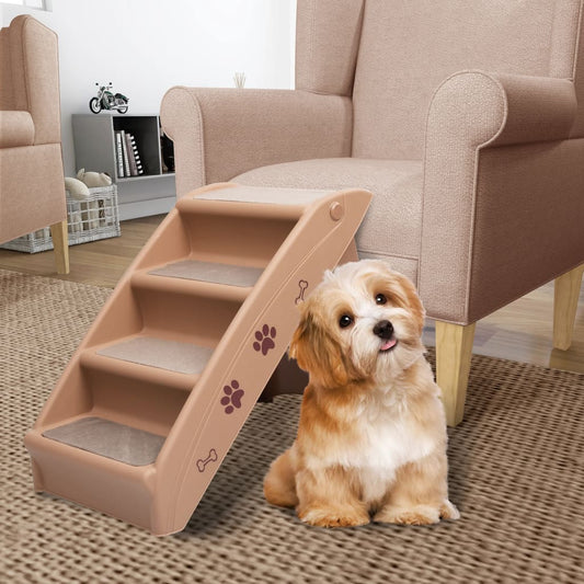 Dog Stairs Foldable Brown 62x40x49.5 cm