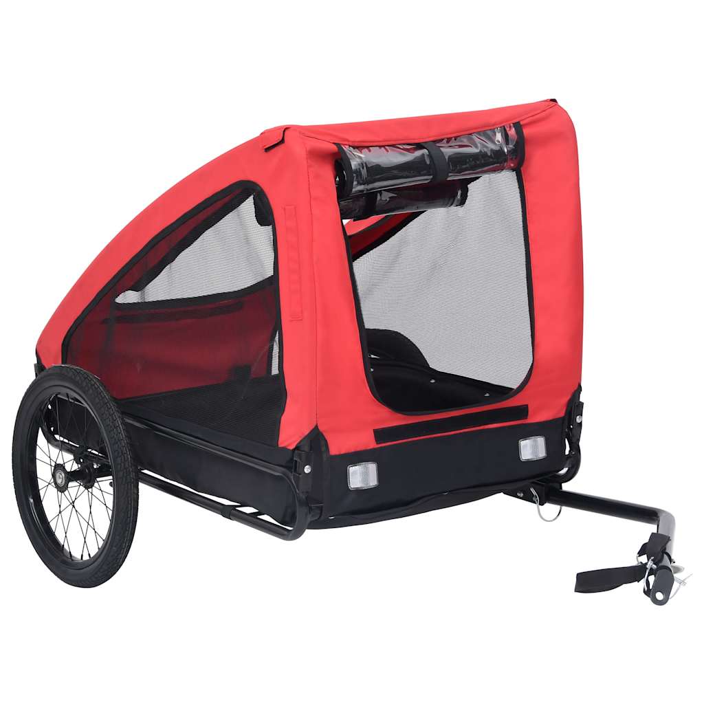 Remorque à vélo pour chiens rouge et noire