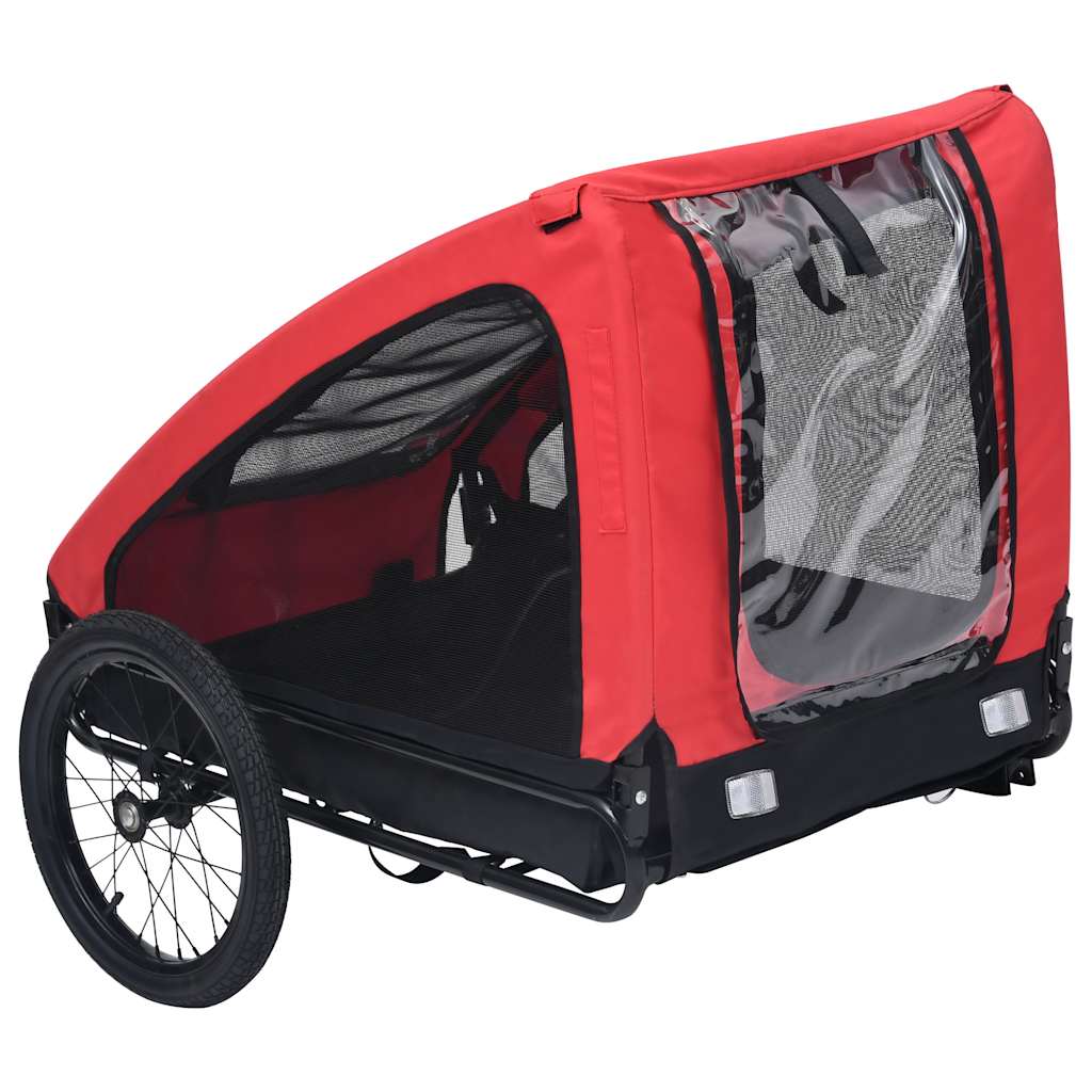 Remorque à vélo pour chiens rouge et noire
