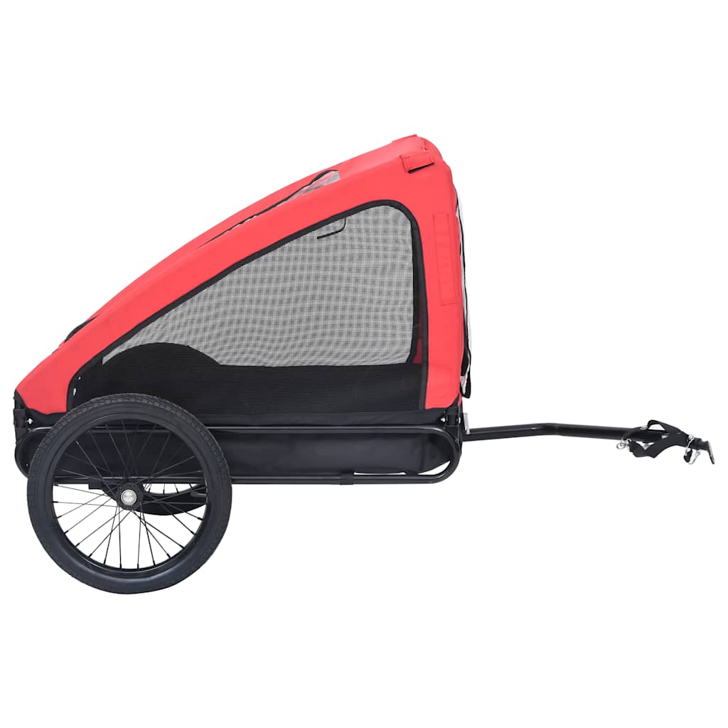 Remorque à vélo pour chiens rouge et noire