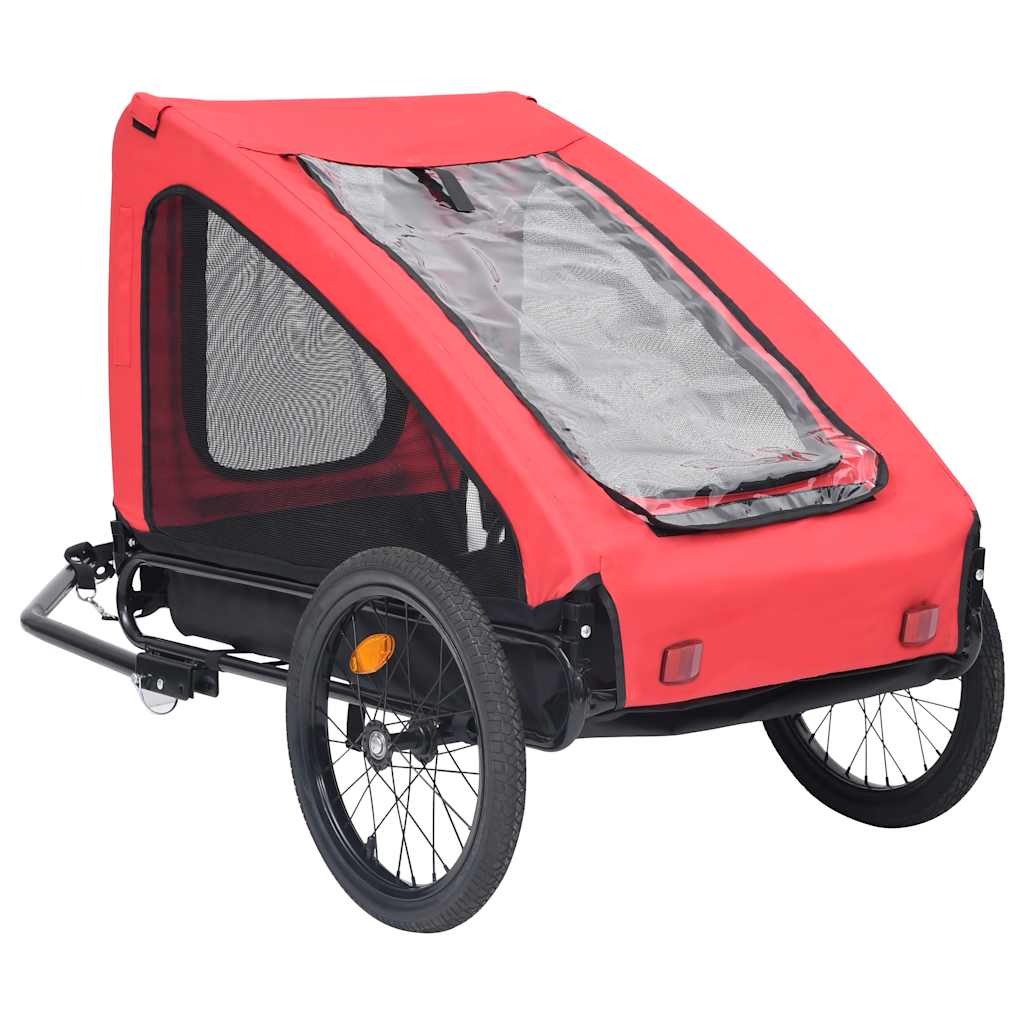 Remorque à vélo pour chiens rouge et noire