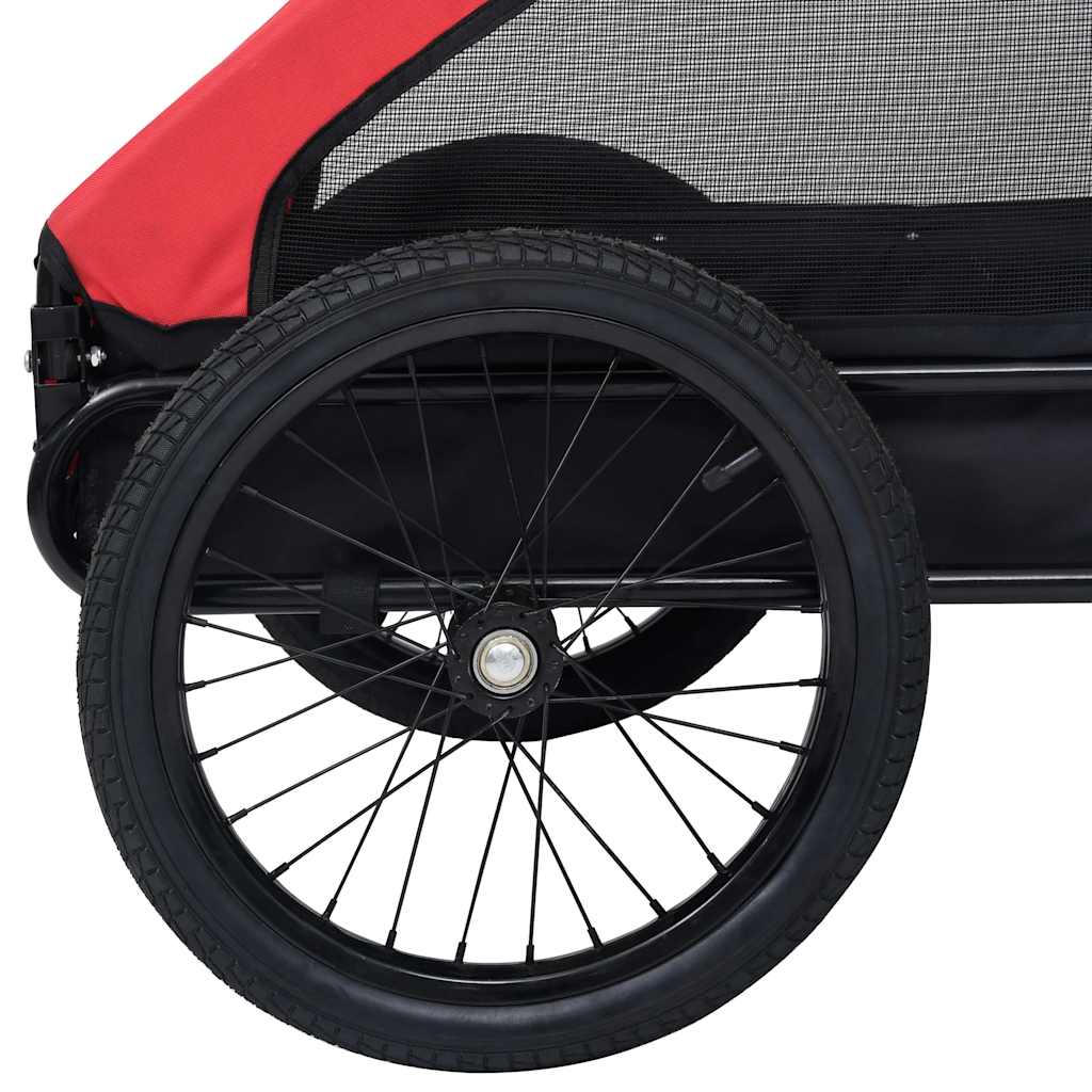 Remorque à vélo pour chiens rouge et noire