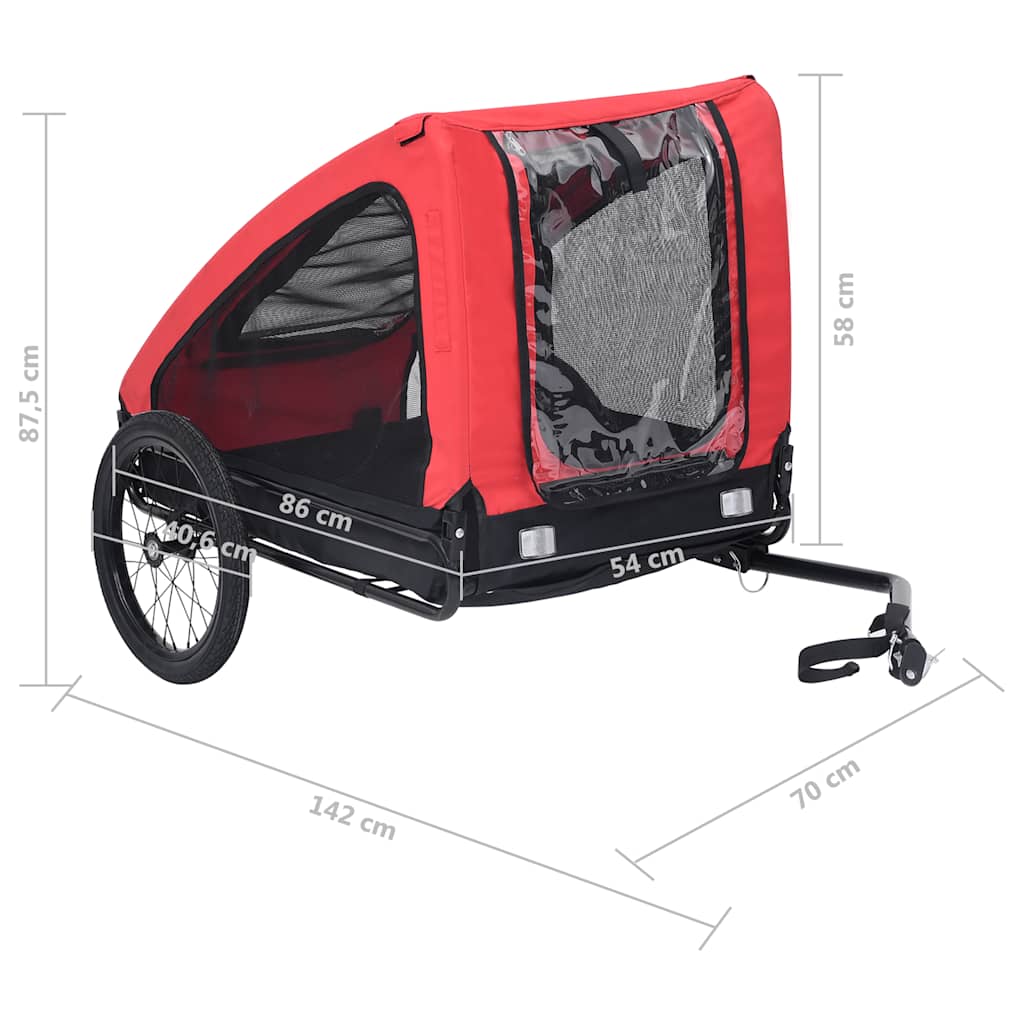 Remorque à vélo pour chiens rouge et noire