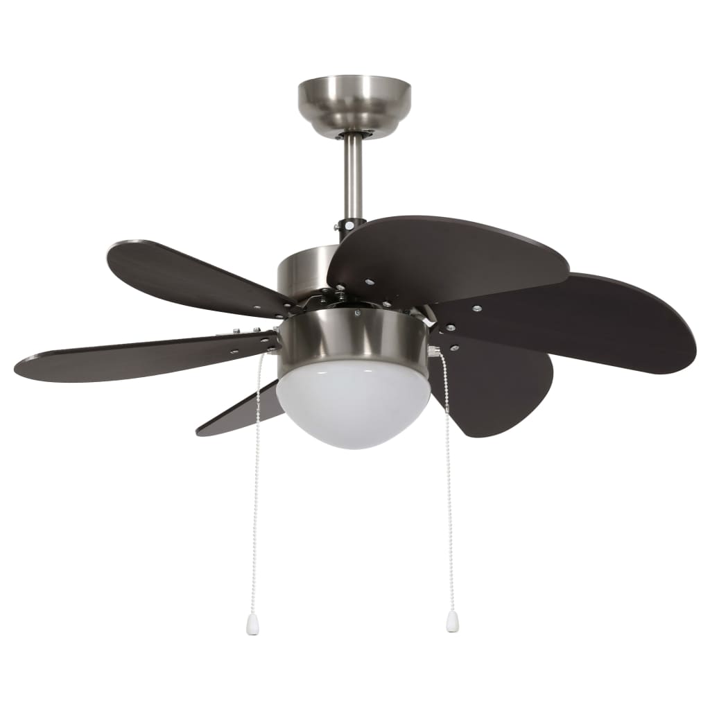 Ventilateur de plafond avec lampe 76 cm marron foncé